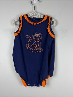 Banana Split Blue Orange Auburn University Aubie the Tiger Romper Baby NB